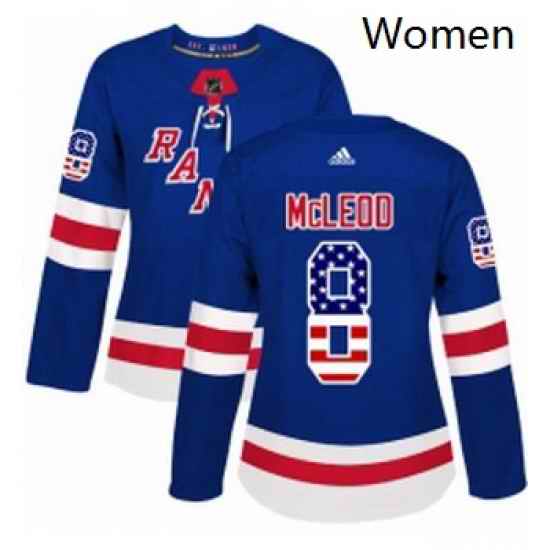 Womens Adidas New York Rangers 8 Cody McLeod Authentic Royal Blue USA Flag Fashion NHL Jersey